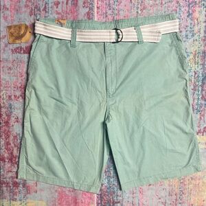 NWT Burnside Light Green Flat Front Shorts with White Belt